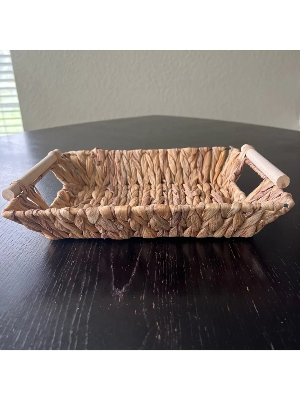 Woven Rectangular Basket with Handles 9x11in